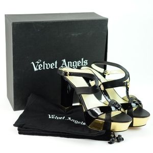 Velvet Angels Gold Black Platform heels 8.5